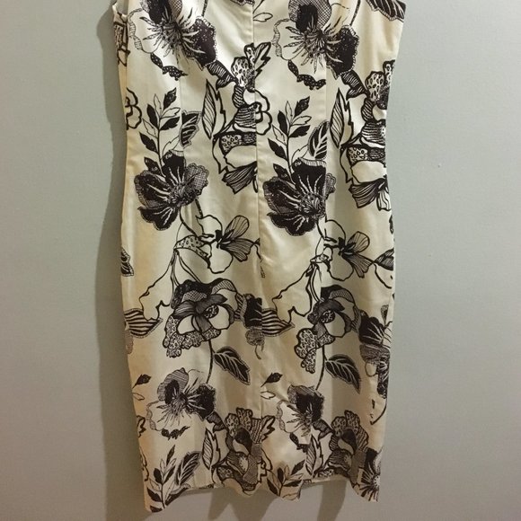 Floral Pencil Dress - Ivory & Brown - Item#53 - Picture 5 of 6